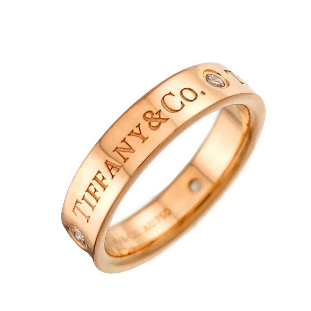 Tiffany & Co. Flat Band Ring with Diamonds, 18K Pink Gold (750)